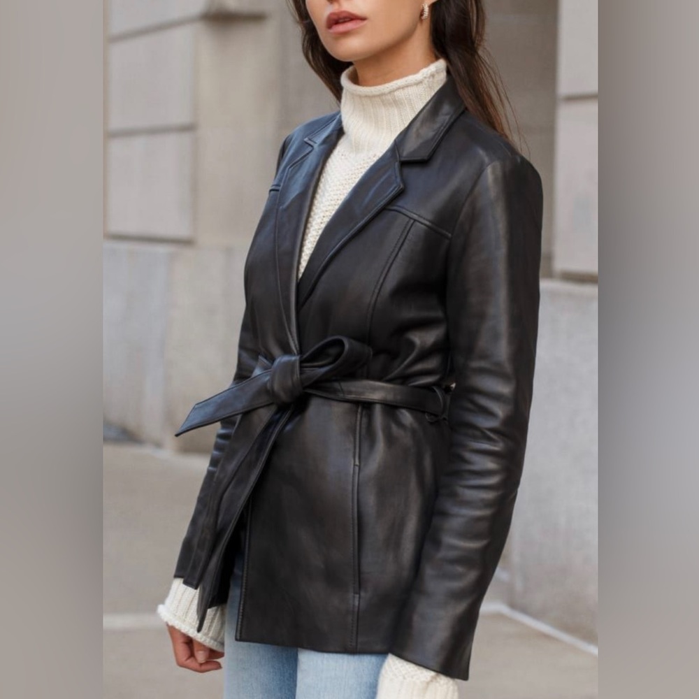 VINTAGE Real Leather Trench Coat - Picture 1 of 5